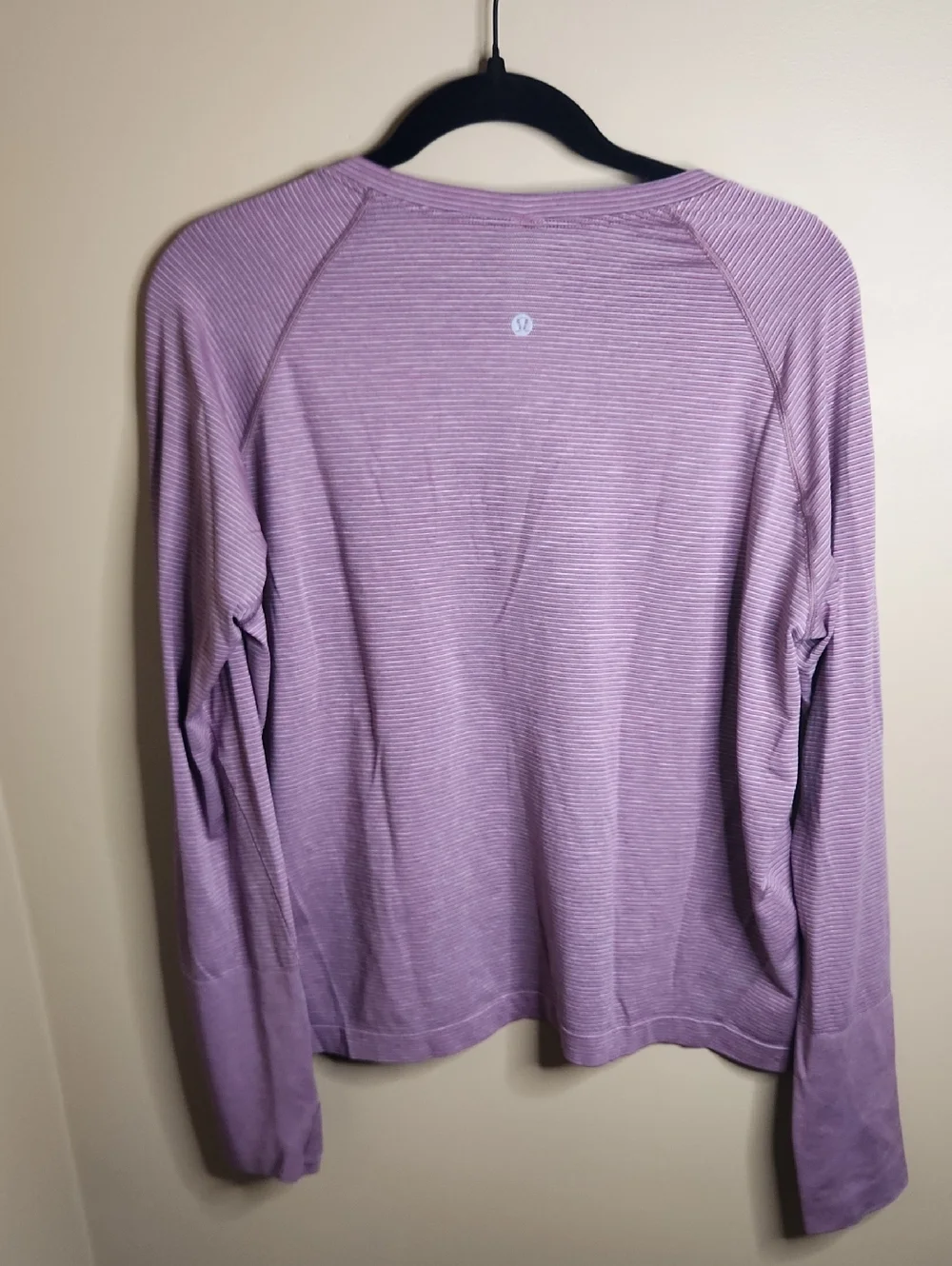 Lululemon Swiftly Tech Long Sleeve Crew in Plum/Grey Stripe. Size 18 - Picture 3 of 3
